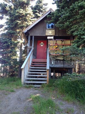 Ski patrol cabin near the top of what didn't appear to...